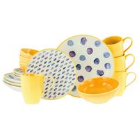 Kombiservice Maisie Blau/Gelb/Weiß 16--Teilig - Blau/Gelb, Basics, Keramik - Creatable