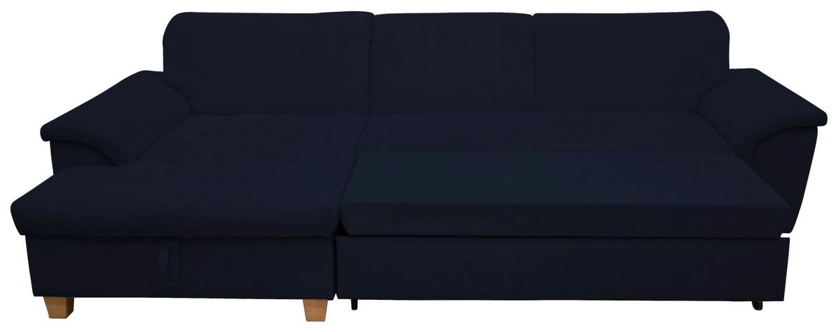 Ecksofa Mit Schlaffunktion & Bettkasten Franzi Blau - Eichefarben/Dunkelblau, KONVENTIONELL, Textil (170/279cm) - MID.YOU