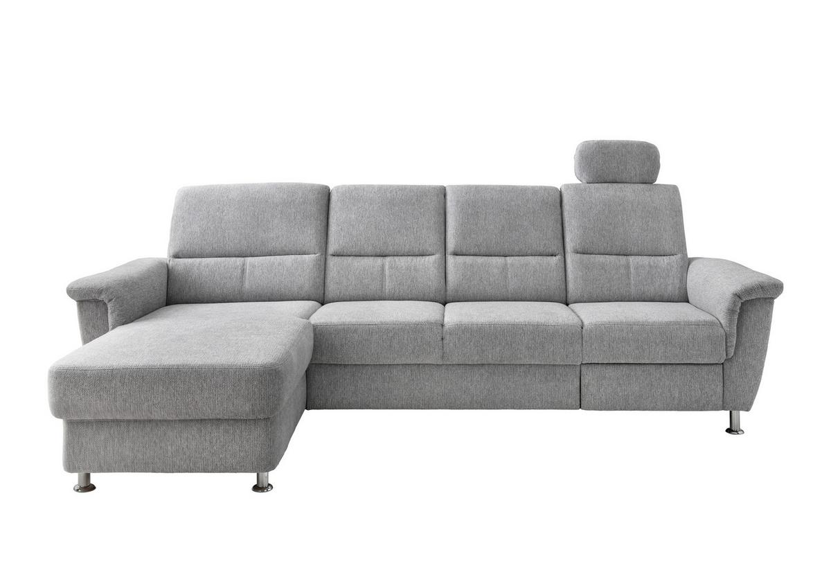 Ecksofa mit Relaxfunktion Parole Silberfarben Chenille - Chromfarben/Silberfarben, KONVENTIONELL, Textil (165/292cm) - Livetastic