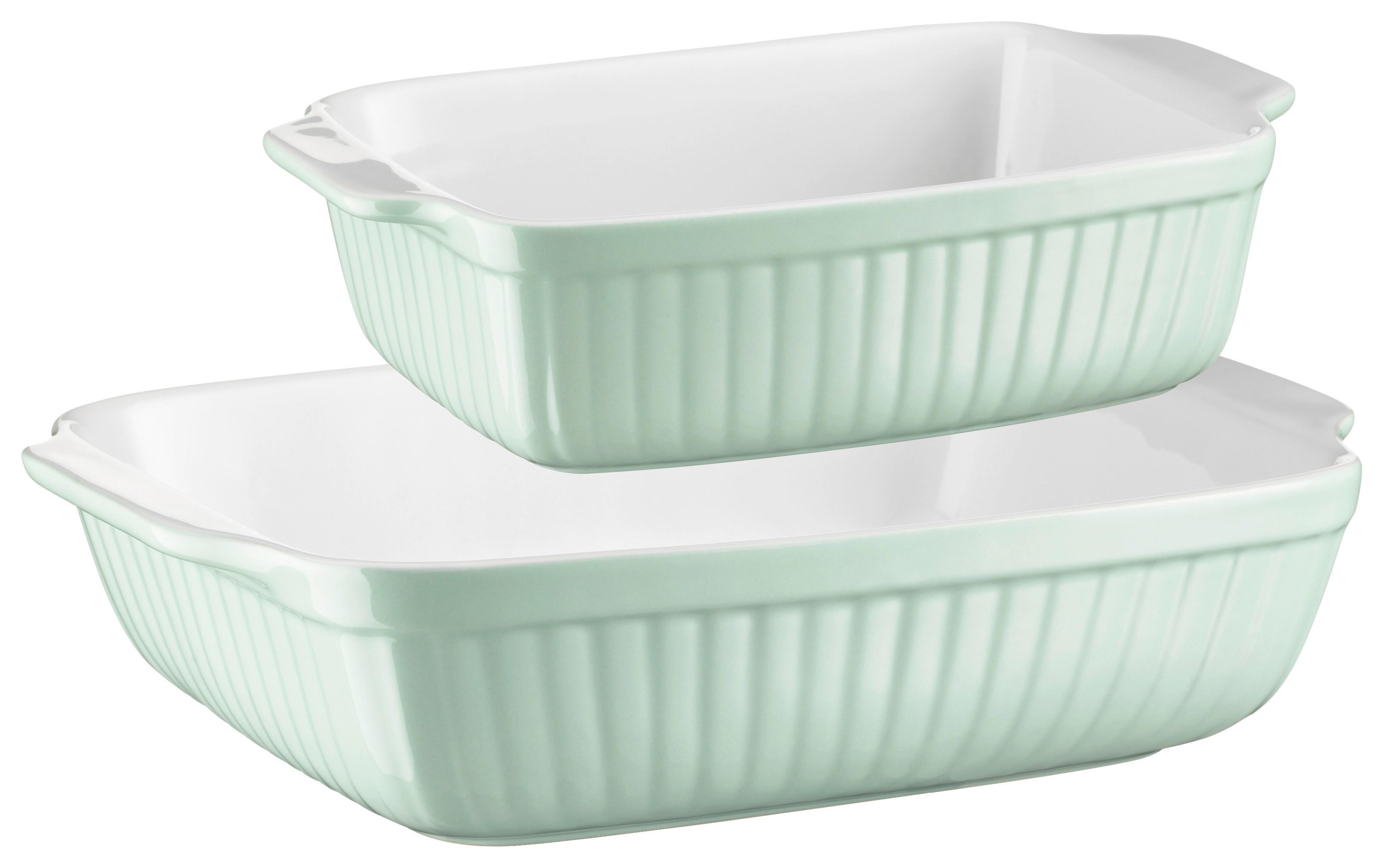 Auflaufform Keramik 2er-Set Hellgrün Rechteckig B: 29,5 cm - Hellgrün, Basics, Keramik (29,5/38/14,5cm) - Mäser