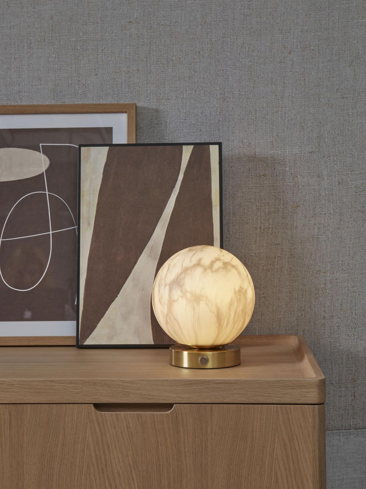 Tischlampe Carrera Goldfarben mit Schalter - Goldfarben/Weiß, Basics, Glas/Metall (16/18cm) - It's about Romi