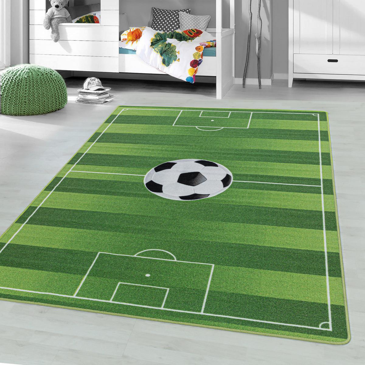 Kinderteppich Fußball Grün Play 140x200 cm - Grün, Basics, Textil (140/200cm)