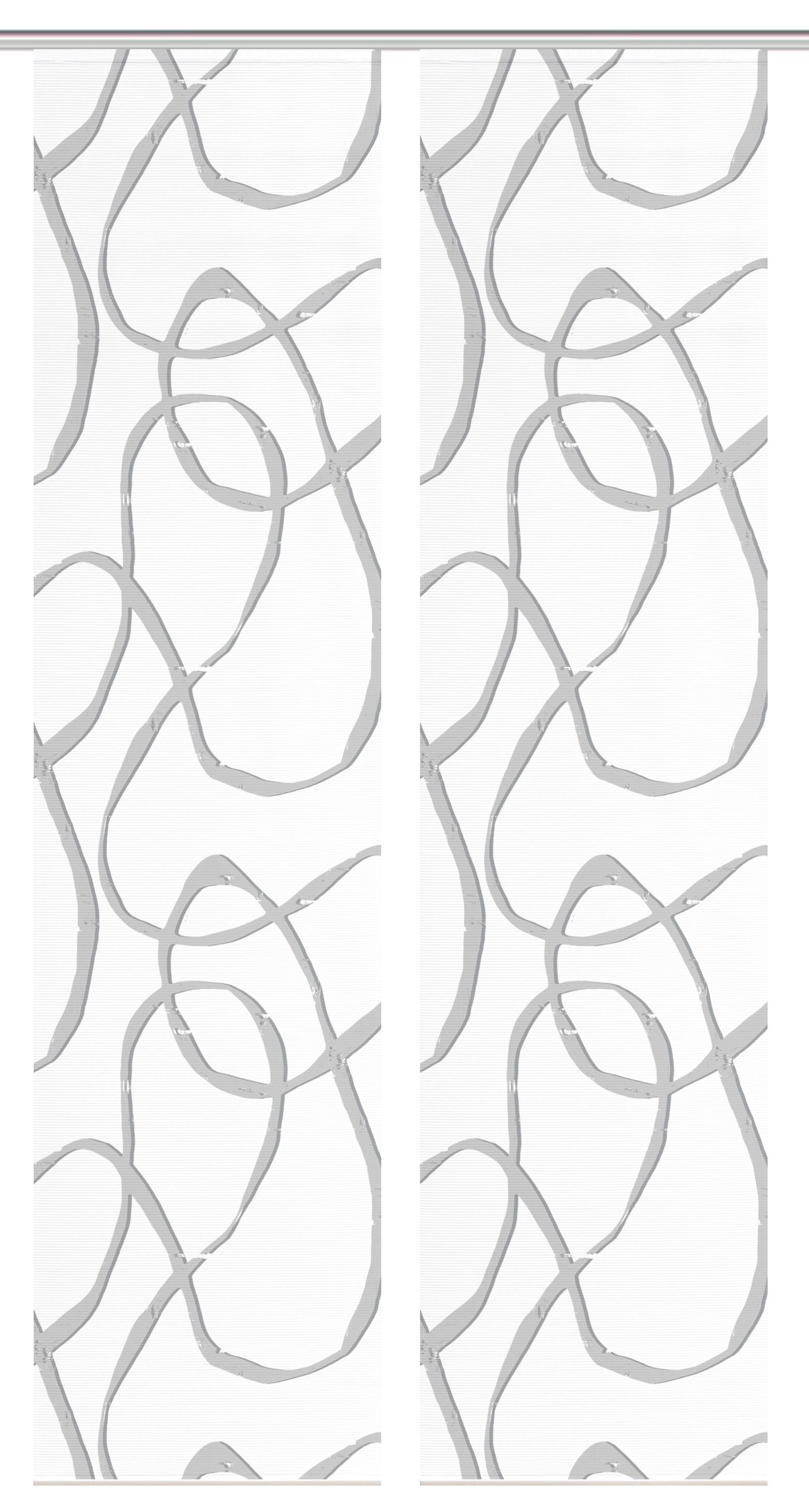 Flächenvorhang Ophelia 2er Set - Grau Hochglanz/Weiß, KONVENTIONELL, Textil (60/260cm)