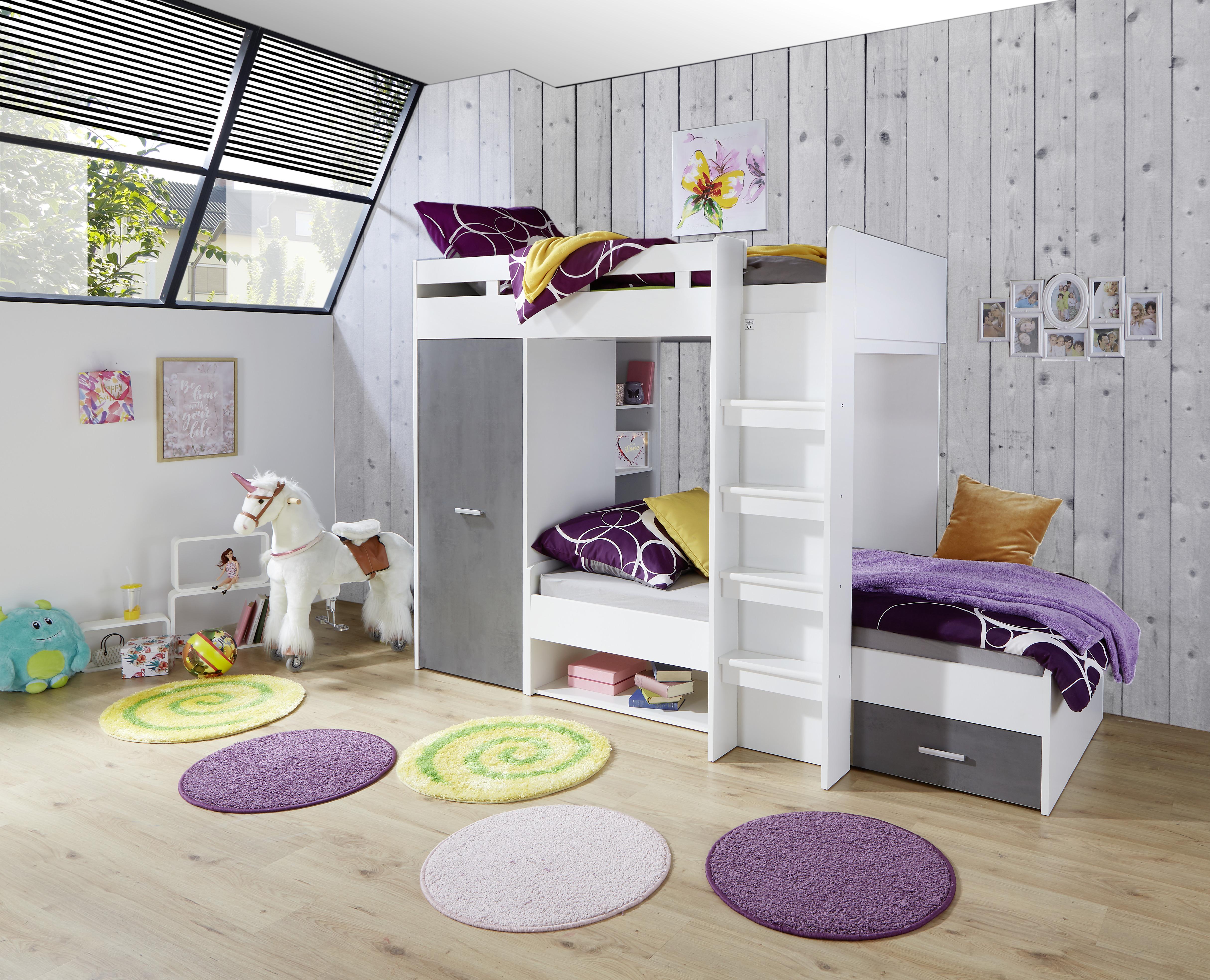 Palanda Space + Maxi - bílá/tmavě šedá, Konvenční, kompozitní dřevo (90/200cm)