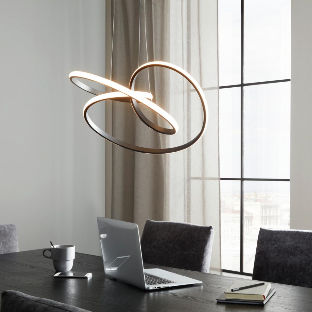 Závěsné LED svítidlo Mofer, 50/120cm, 33 Watt - černá, Moderní, kov/plast (50/50/120cm) - Premium Living