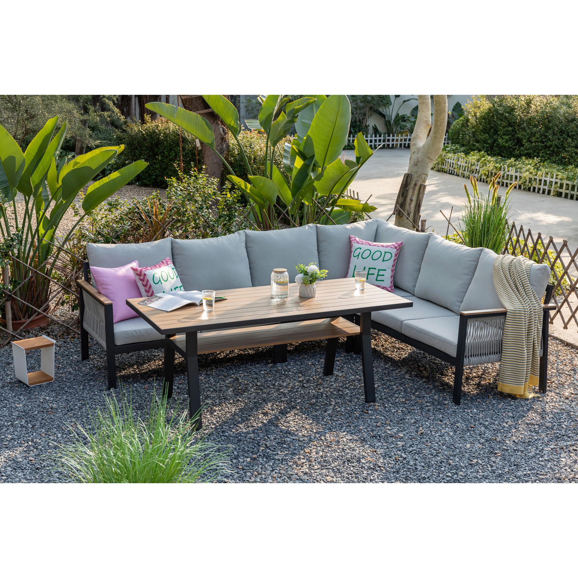 DINING-LOUNGESET CANORA - Ecru/Anthrazit, MODERN, Textil/Metall - Gardenson