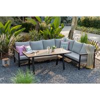 DINING-LOUNGESET CANORA - Ecru/Anthrazit, MODERN, Textil/Metall - Gardenson