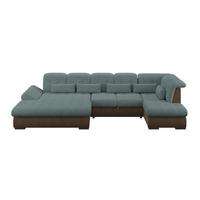 Wohnlandschaft Madera Blaugrün S: 358x312 cm - Blau/Hellbraun, KONVENTIONELL, Kunststoff/Textil (190/358/212cm)