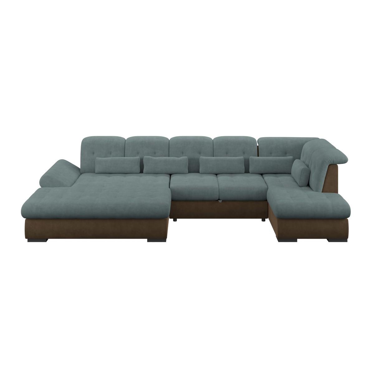 Wohnlandschaft Madera Blaugrün S: 358x312 cm - Blau/Hellbraun, KONVENTIONELL, Kunststoff/Textil (190/358/212cm)