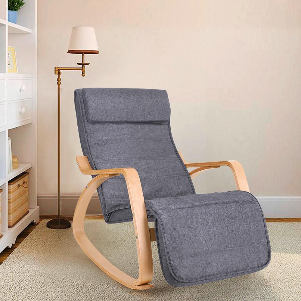 Relaxsessel mit Nackenstütze L: ca. 121,5 cm, Grau - Birkefarben/Grau, Basics, Holz/Textil (121,5/84/67cm) - Boxxx