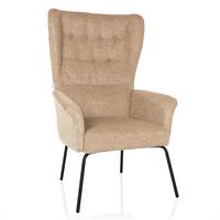 Ohrensessel Havenio Beige B: 71 cm - Beige/Schwarz, MODERN, Textil (71/110/71cm) - MID.YOU