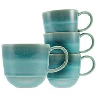 Kaffeebecher Steinzeug 370 ml 4 Stk. Blau/Grün YUKi - Blau/Grün, Basics, Keramik (16/9/10cm) - Creatable