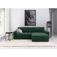Ecksofa Chance Dunkelgrün S: 265x164 cm - Dunkelgrün/Schwarz, MODERN, Textil (265/164cm) - Trendmanufaktur