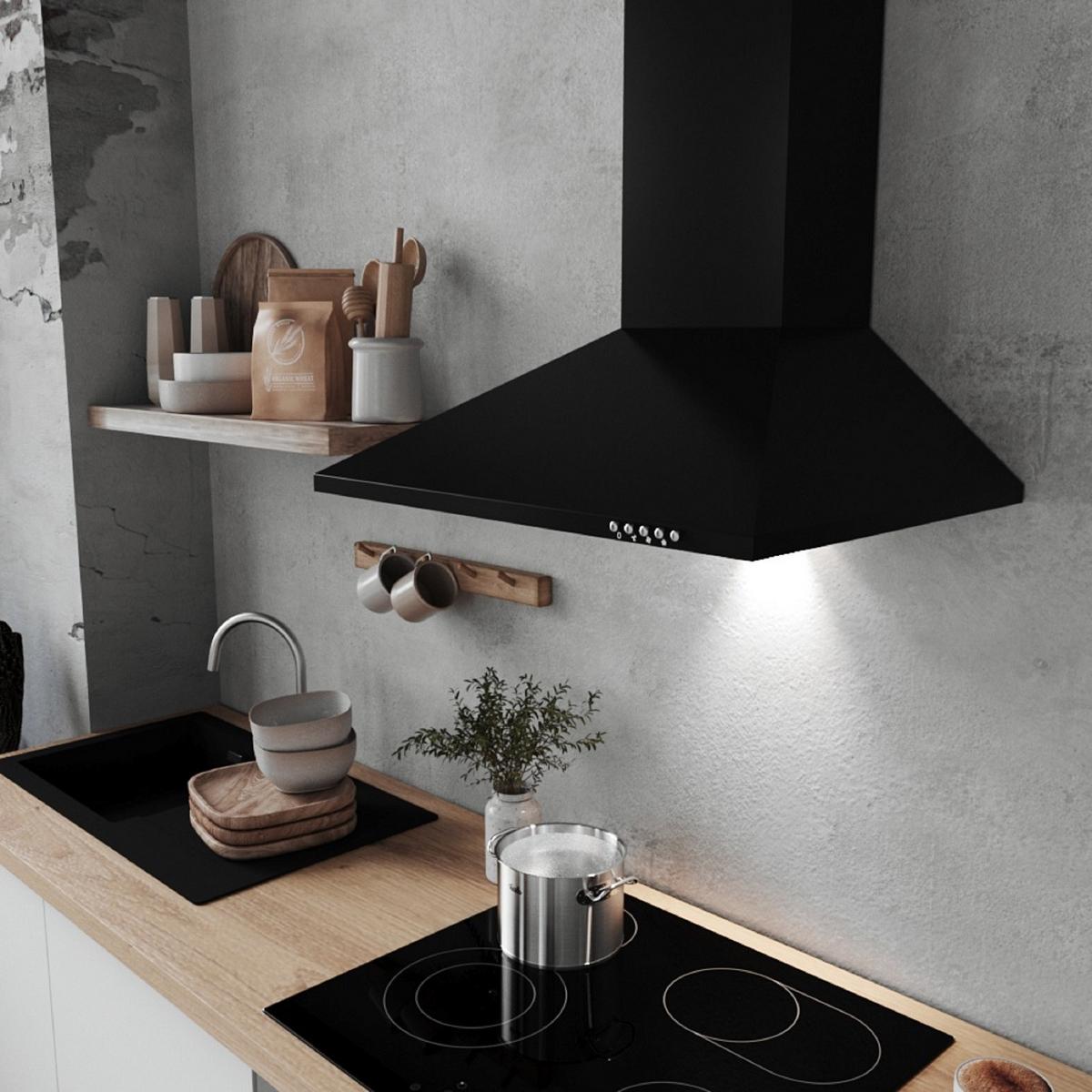 Dunstabzugshaube Karena Schwarz B: 60 Cm, Led - Schwarz, Trend, Metall (60/58-96/47,5cm) - Respekta