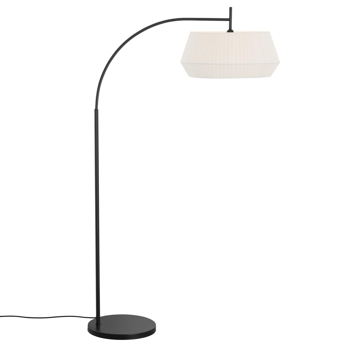 Bogenleuchte Dicte Stehla Weiß D: 53 cm - Schwarz/Weiß, Basics, Textil/Metall (53/180cm) - Nordlux