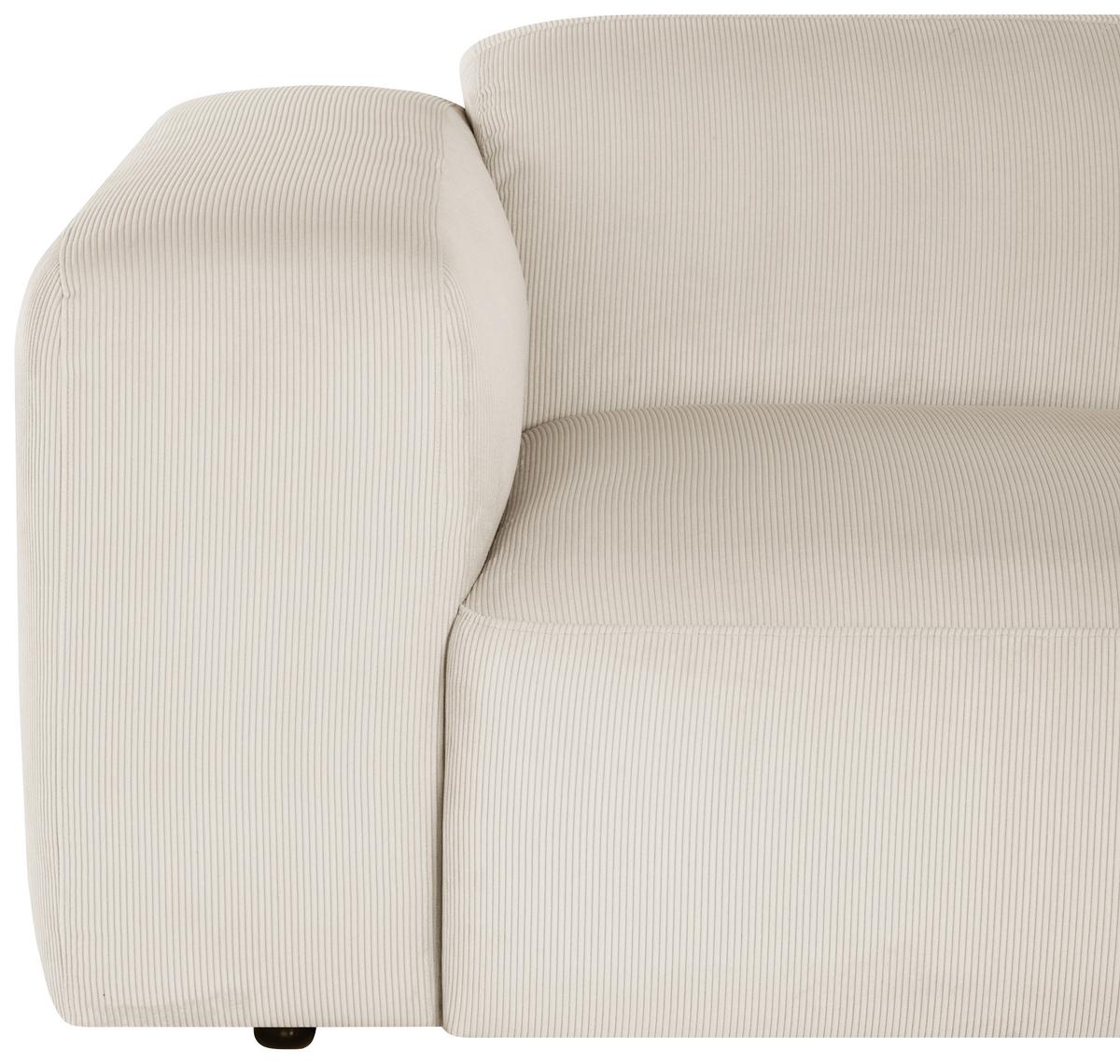 Ecksofa Hannah Creme 252x170 Cm - Creme/Schwarz, Design, Textil (252/170cm) - MID.YOU