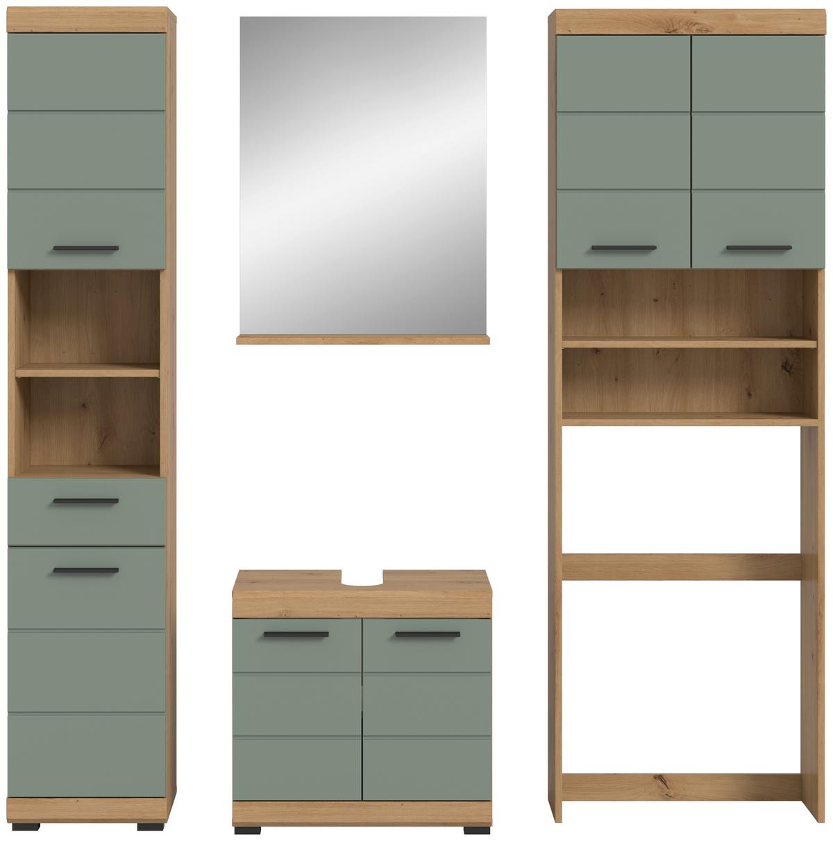 Badezimmer Scout Eiche Artisan Salbeigrün - Salbeigrün/Eiche Artisan, MODERN, Glas/Holzwerkstoff (180cm) - MID.YOU