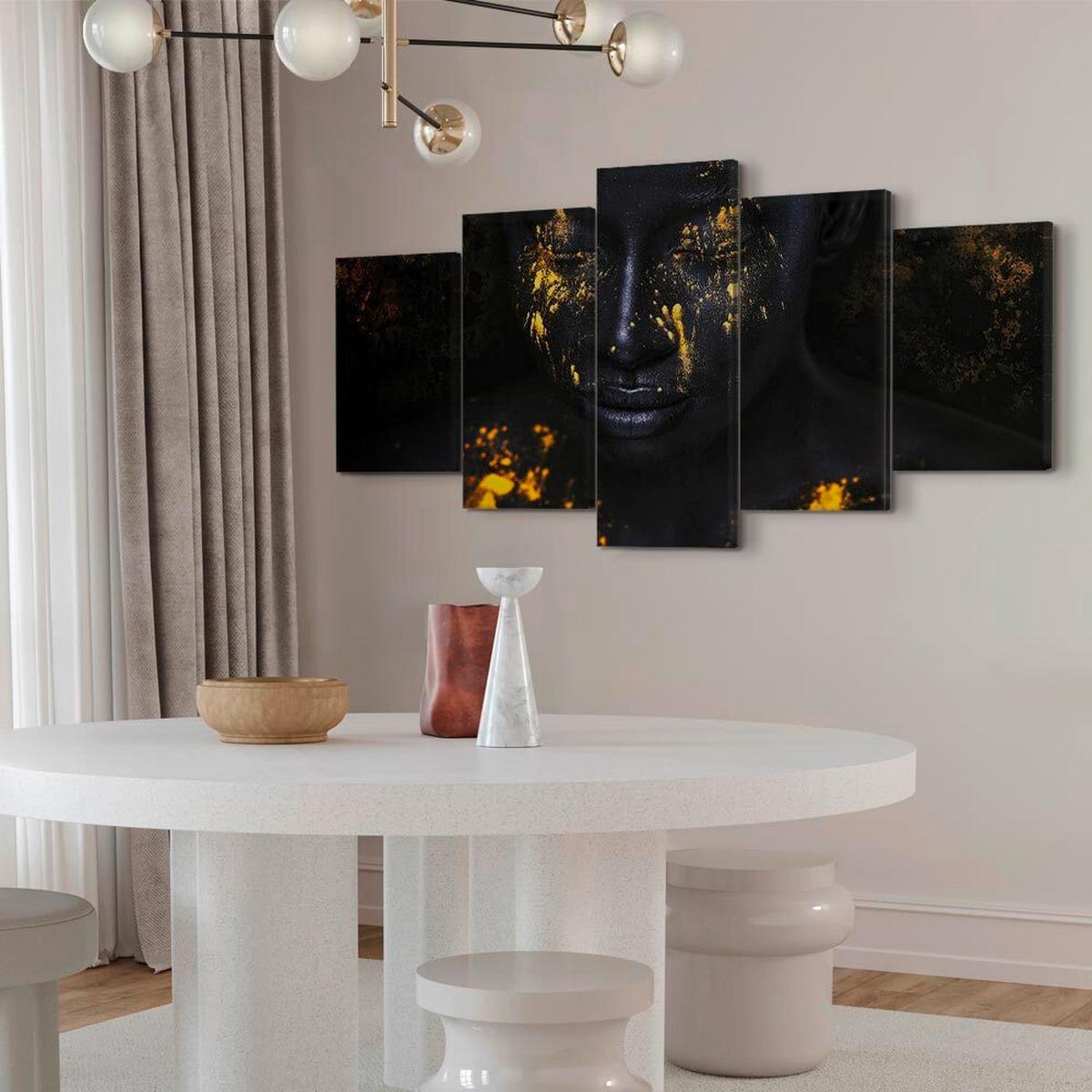 Leinwandbild Schwarz Goldfarben B: 100 cm - Goldfarben/Schwarz, Basics, Holzwerkstoff/Textil (100/50/1,2cm) - artgeist