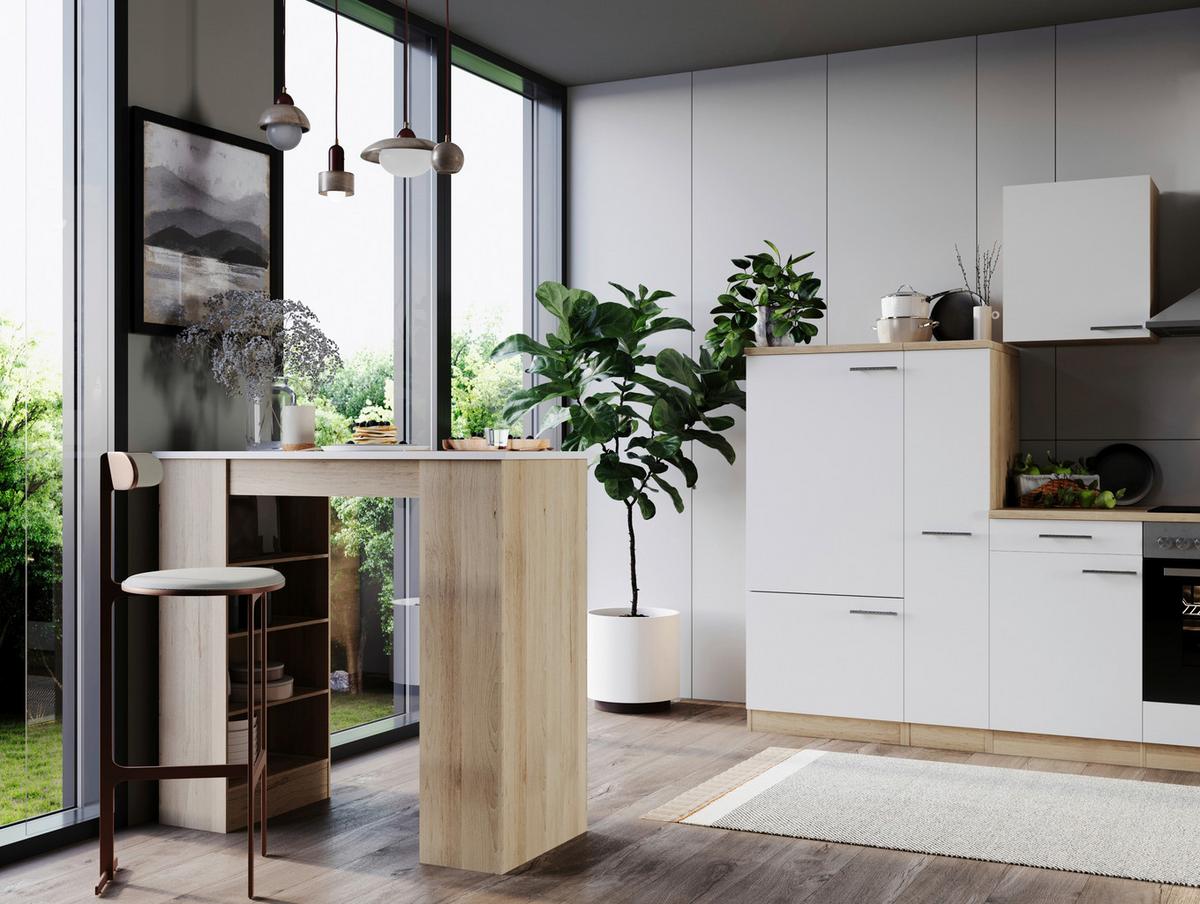 Bartisch Merle Weiß/Eiche Dekor B:103cm - Eichefarben/Weiß, Design, Holzwerkstoff (103/50/115cm) - Respekta