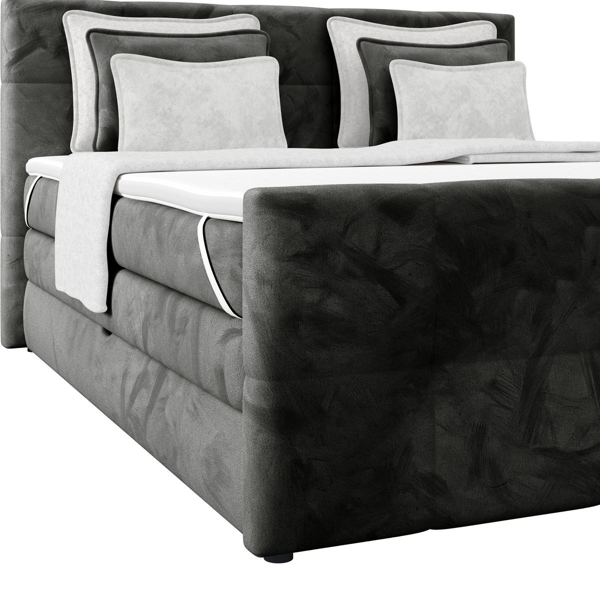 Boxspringbett mit Topper und Bettkasten 160x200 cm Medino - Anthrazit, KONVENTIONELL, Holz/Holzwerkstoff (160/200cm) - Luca Bessoni