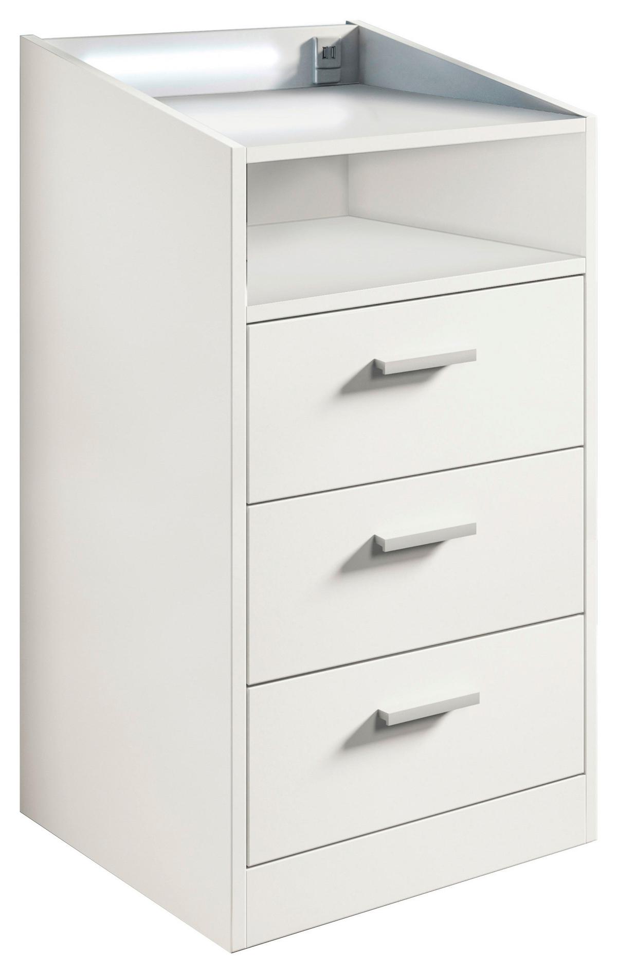 Nachtkästchen Weiß H: 84 cm Lumo - Weiß, MODERN, Holzwerkstoff (46/84/42cm) - MID.YOU