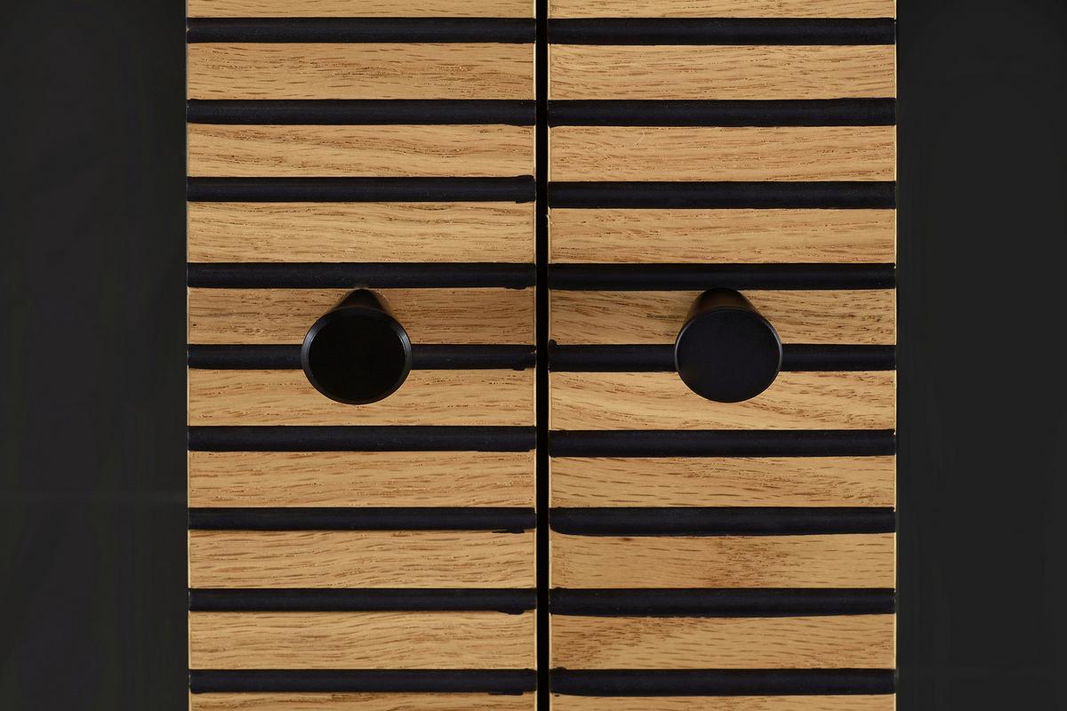 Vitrine Schwarz, Eiche Dekor B: 79cm - Klar/Eichefarben, Design, Glas/Holz (79/179/43cm) - Livetastic