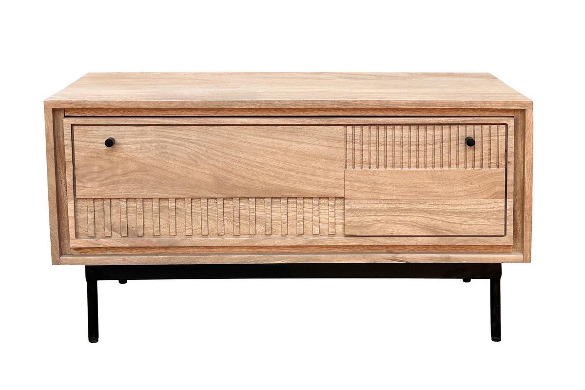 SCHUHSCHRANK Naturfarben/Schwarz B: 85cm - Schwarz/Naturfarben, Design, Holz/Metall (85/45/40cm) - MID.YOU