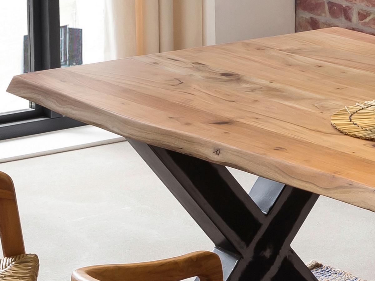 ESSTISCH Schwarz/Naturfarben L: 200cm - Schwarz/Naturfarben, MODERN, Holz/Metall (200/100/77cm) - MID.YOU