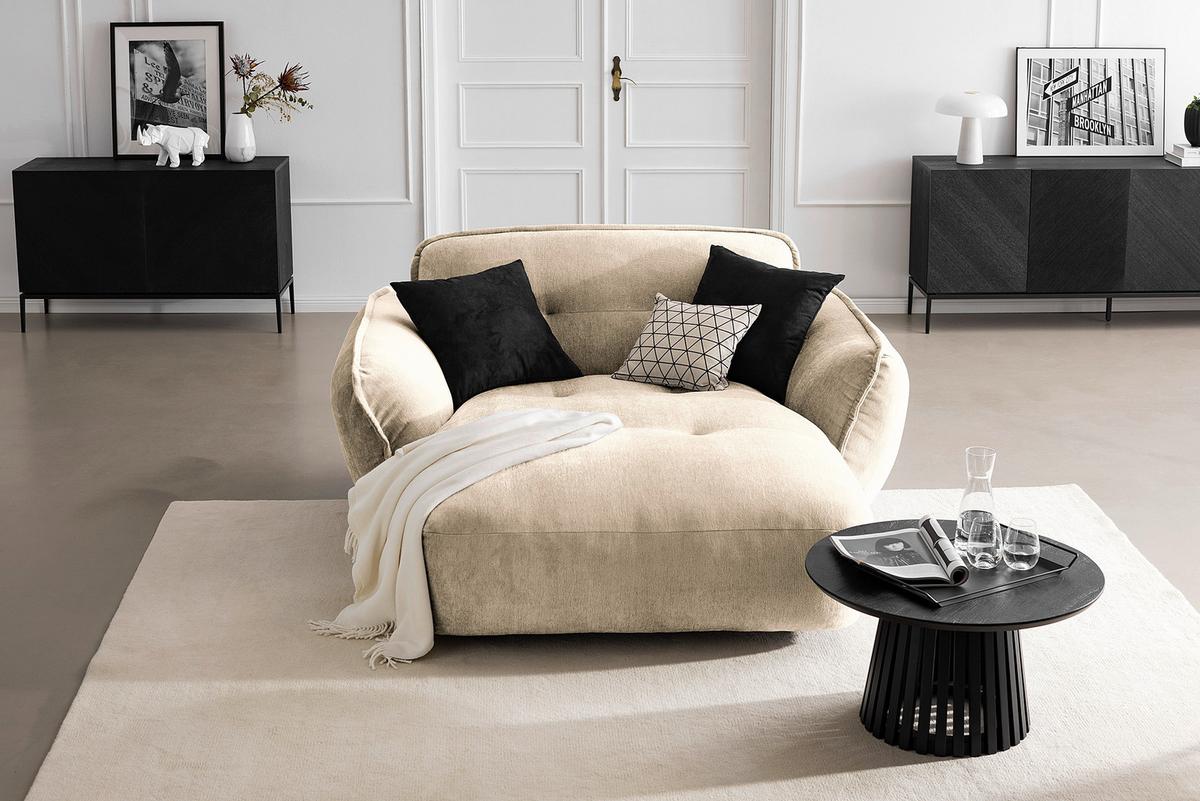 XXL-Sessel Fluffy, Creme B: 182 cm - Creme/Schwarz, MODERN, Textil (182/87/184cm) - Trendmanufaktur