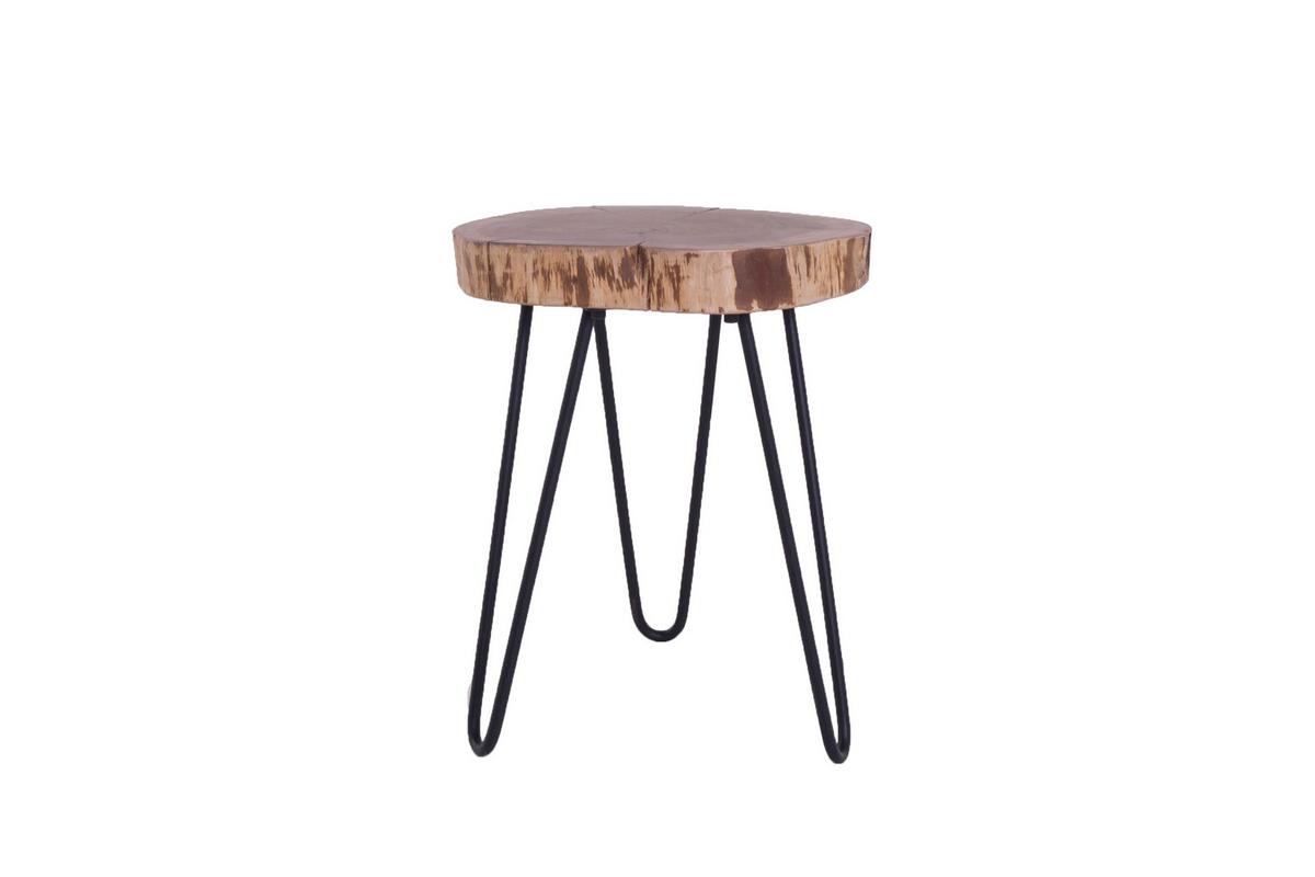 Beistelltisch Nasti B: 40cm Akaziefarben - Schwarz/Akaziefarben, MODERN, Holz/Metall (38/40/38cm) - MID.YOU