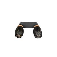 Deckenstrahler Bidar L: 28 Cm Naturfarben Schwarz Goldfarben - Goldfarben/Schwarz, Trend, Holz/Metall (28/27/12cm)