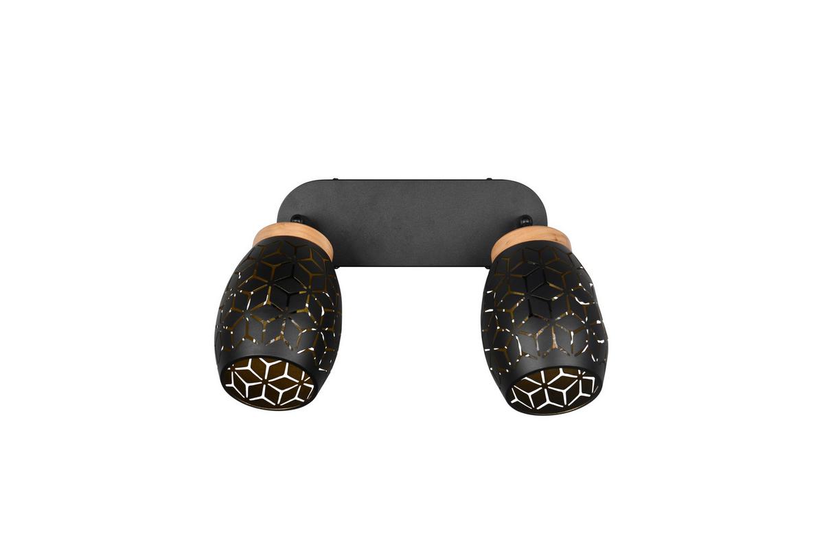 Deckenstrahler Bidar L: 28 Cm Naturfarben Schwarz Goldfarben - Goldfarben/Schwarz, Trend, Holz/Metall (28/27/12cm)