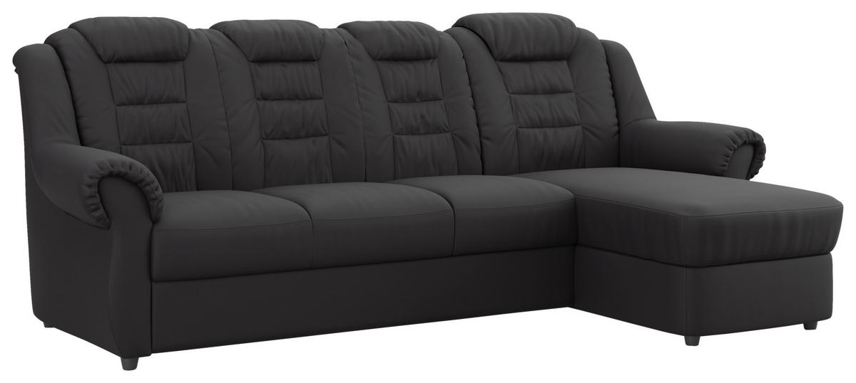 Ecksofa Boston Schwarz Lederlook - Schwarz, KONVENTIONELL, Textil (262/165cm) - Livetastic