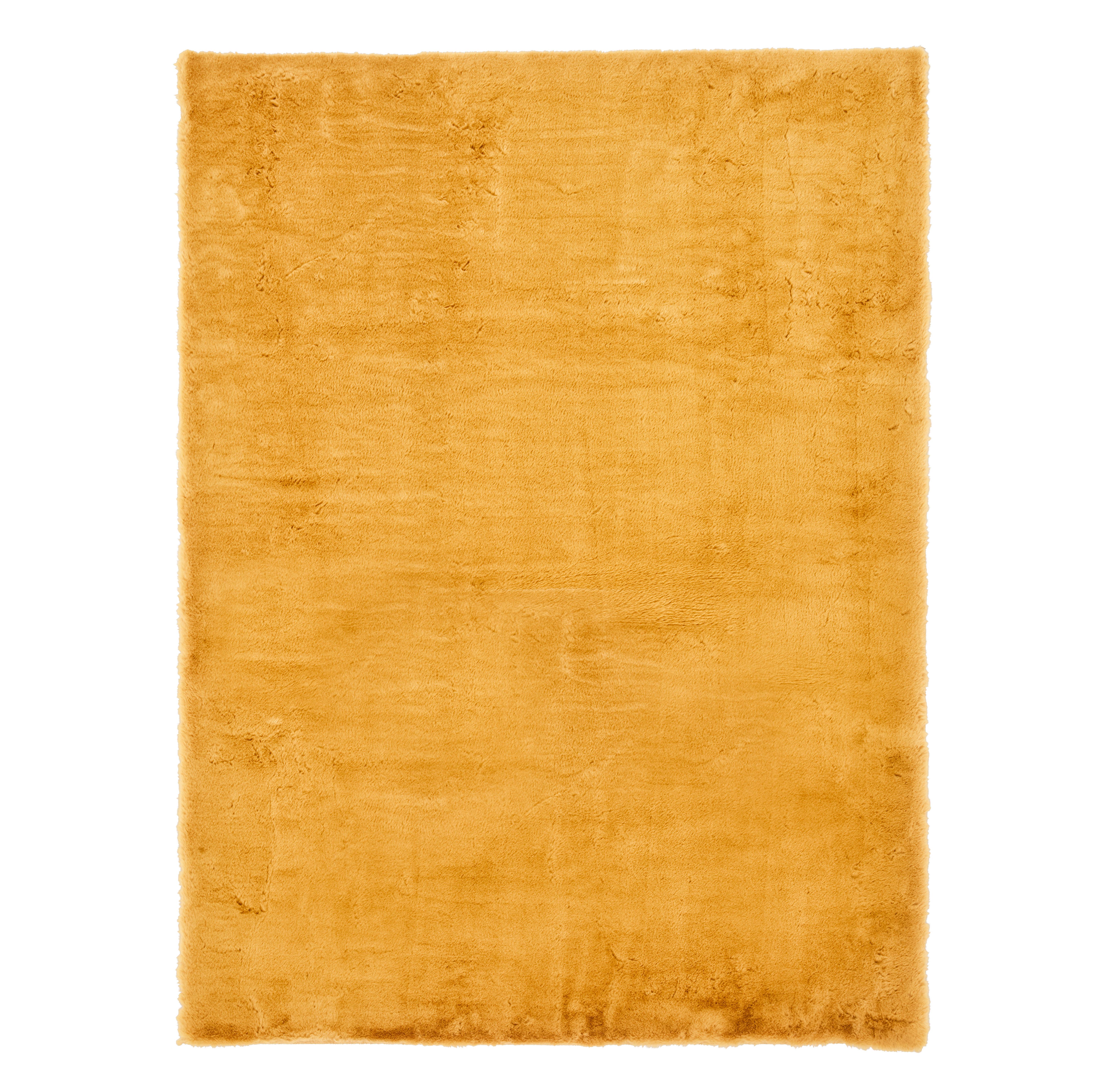 UMĚLÁ KOŽEŠINA Caroline 3, 160/220cm - curry žlutá, textil (160/220cm) - Mömax