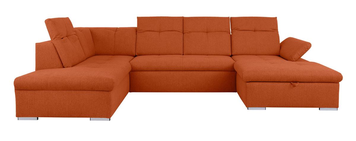 Wohnlandschaft Ramzes Terracotta U: 215x328x173 cm - Beige/Terracotta, Design, Textil (215/328/173cm) - MID.YOU