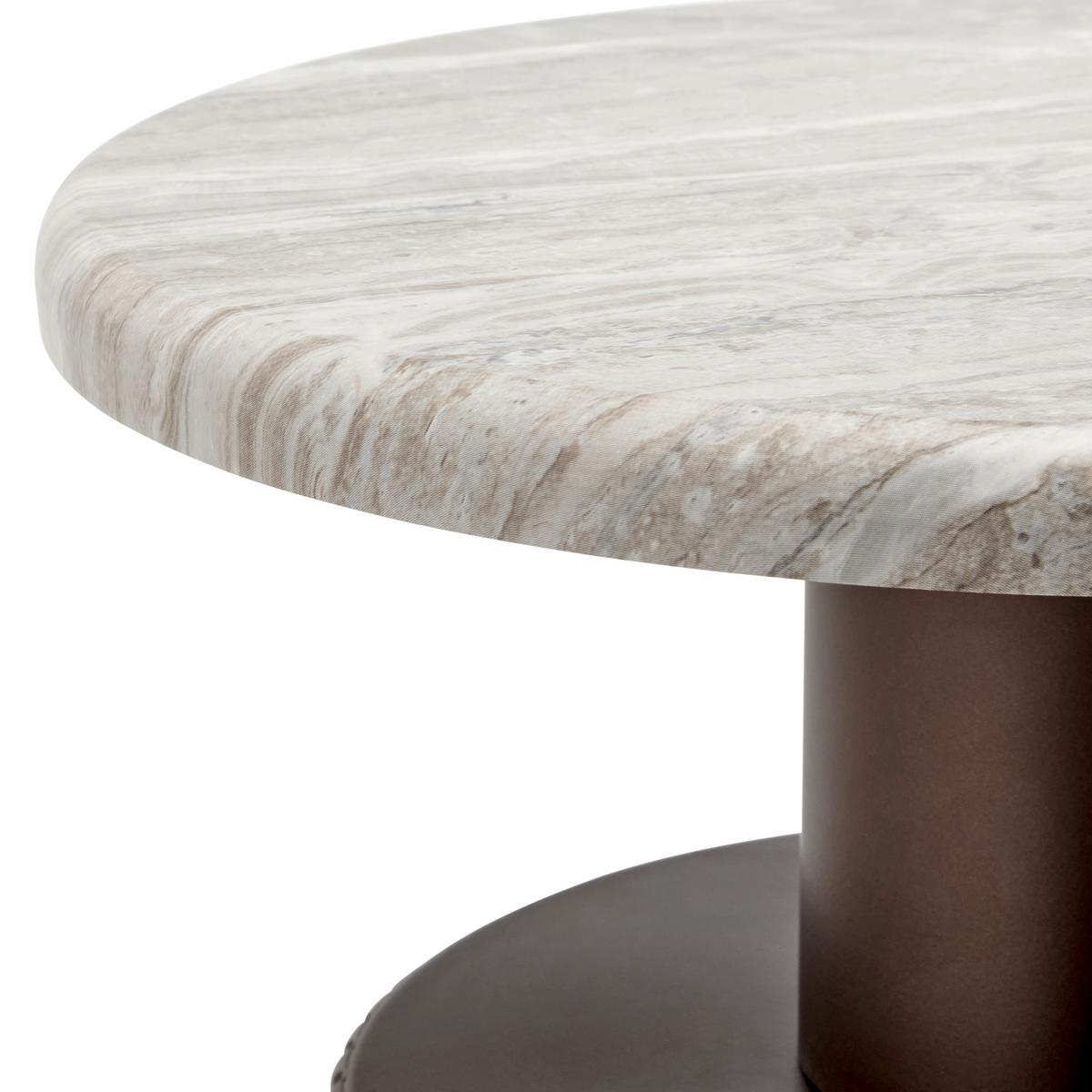 PRÍRUČNÝ STOLÍK SOLCO -TREND- - bronzová/prírodná farba, Lifestyle, kov/kompozitné drevo (30/56cm) - Premium Living