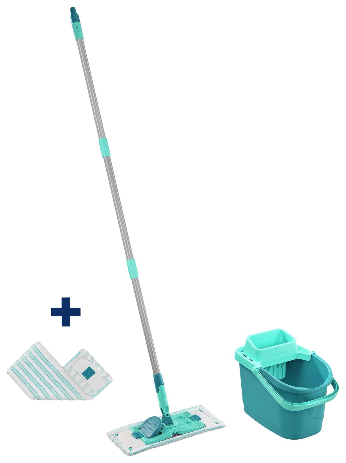 BODENWISCHER SET POWERCLEAN M - Türkis/Weiß, Basics, Kunststoff/Textil (33/148cm) - Leifheit