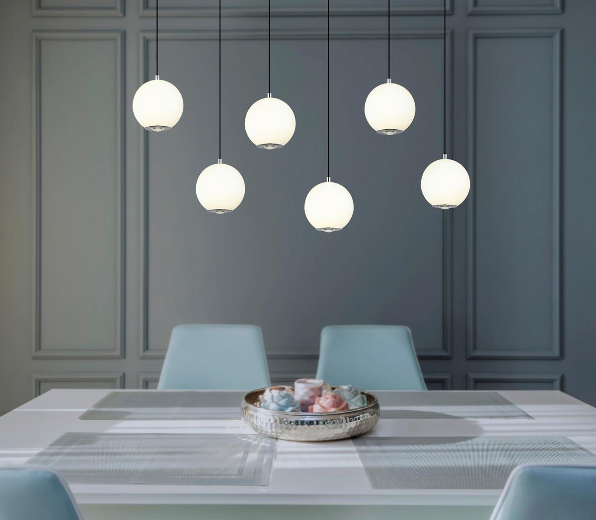 LED-HÄNGELEUCHTE 3000,4000,6000K - Klar/Chromfarben, KONVENTIONELL, Glas/Kunststoff (97,5/30/150cm) - Globo