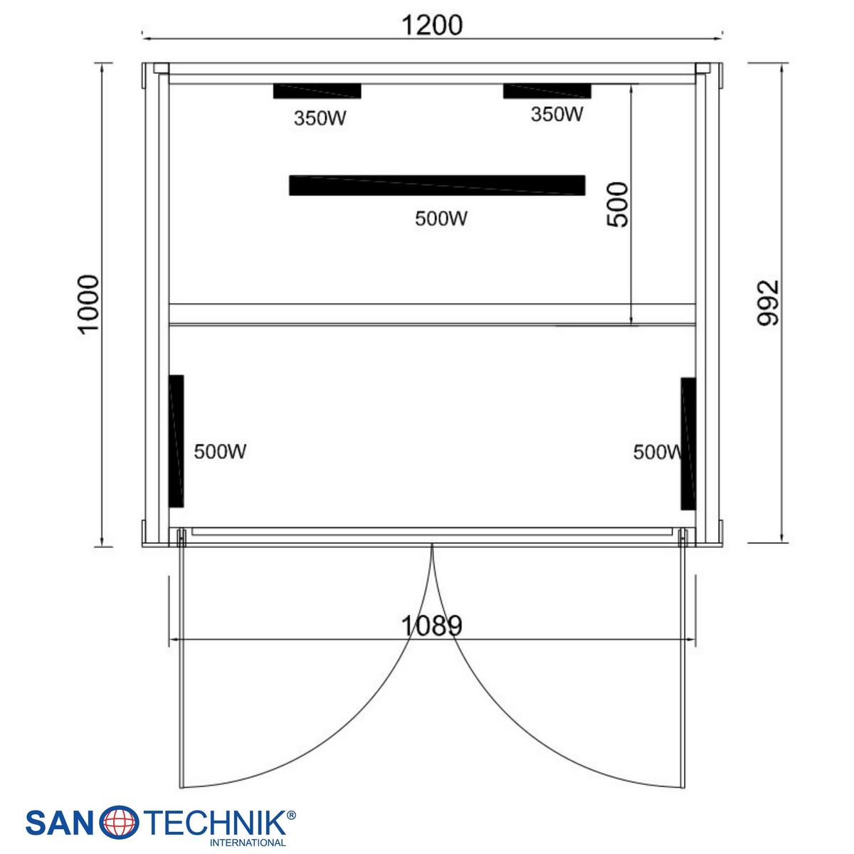 Infračervená kabína pro 2 osoby - přírodní barvy, Basics, dřevo (120/195/100cm) - Sanotechnik