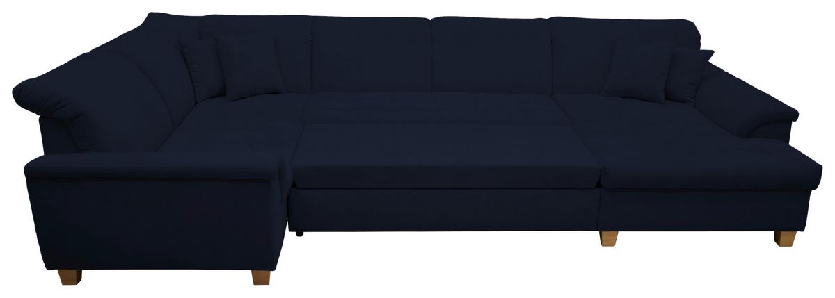 Wohnlandschaft Franzi Mit Schlaffunktion Blau - Eichefarben/Dunkelblau, KONVENTIONELL, Textil (214/352/170cm) - MID.YOU