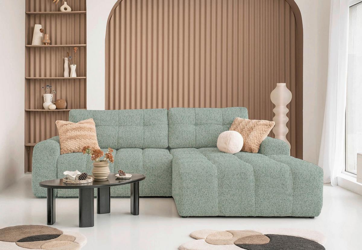 Ecksofa Lulu Türkis S: 268x184cm - Türkis/Schwarz, Design, Textil (268/184cm) - MID.YOU