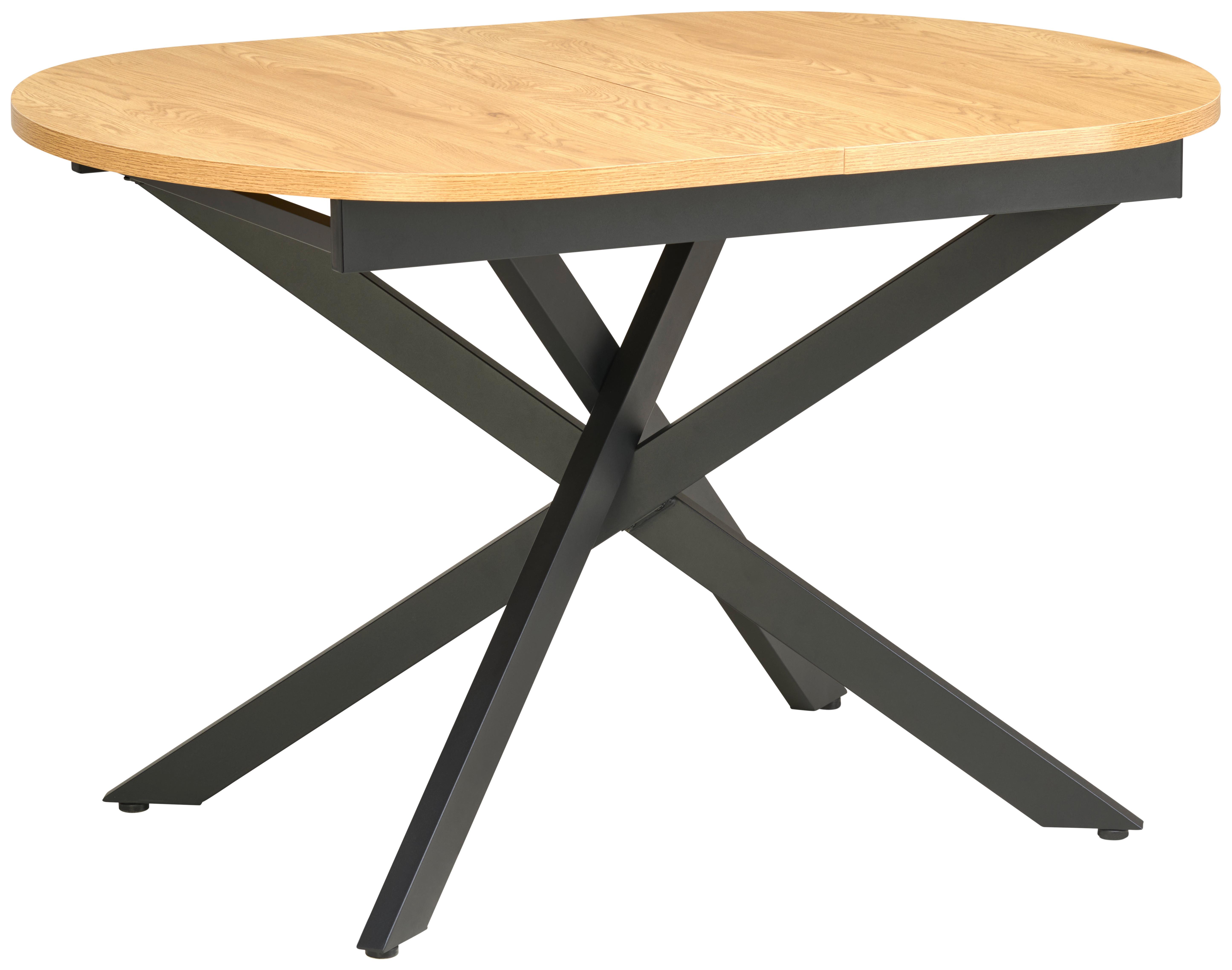 Ausziehtisch Paulo 120 Az 120-160x75x90 cm Eichefarben - Eichefarben/Schwarz, KONVENTIONELL, Holzwerkstoff/Metall (120-160/75/90cm) - MID.YOU