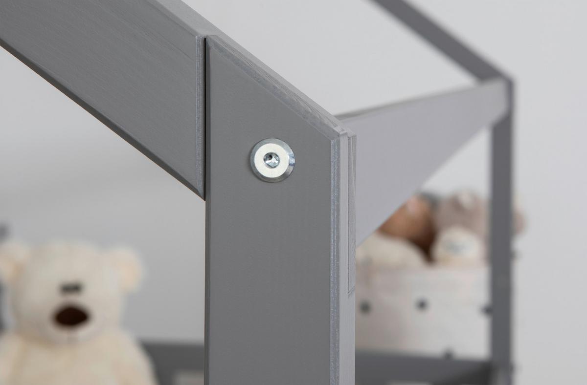 Bodenbett 100/200 Cm Hellgrau Inkl. Matratzen Und Zusatzbett - Hellgrau/Naturfarben, MODERN, Holz/Textil (100/200cm) - MID.YOU