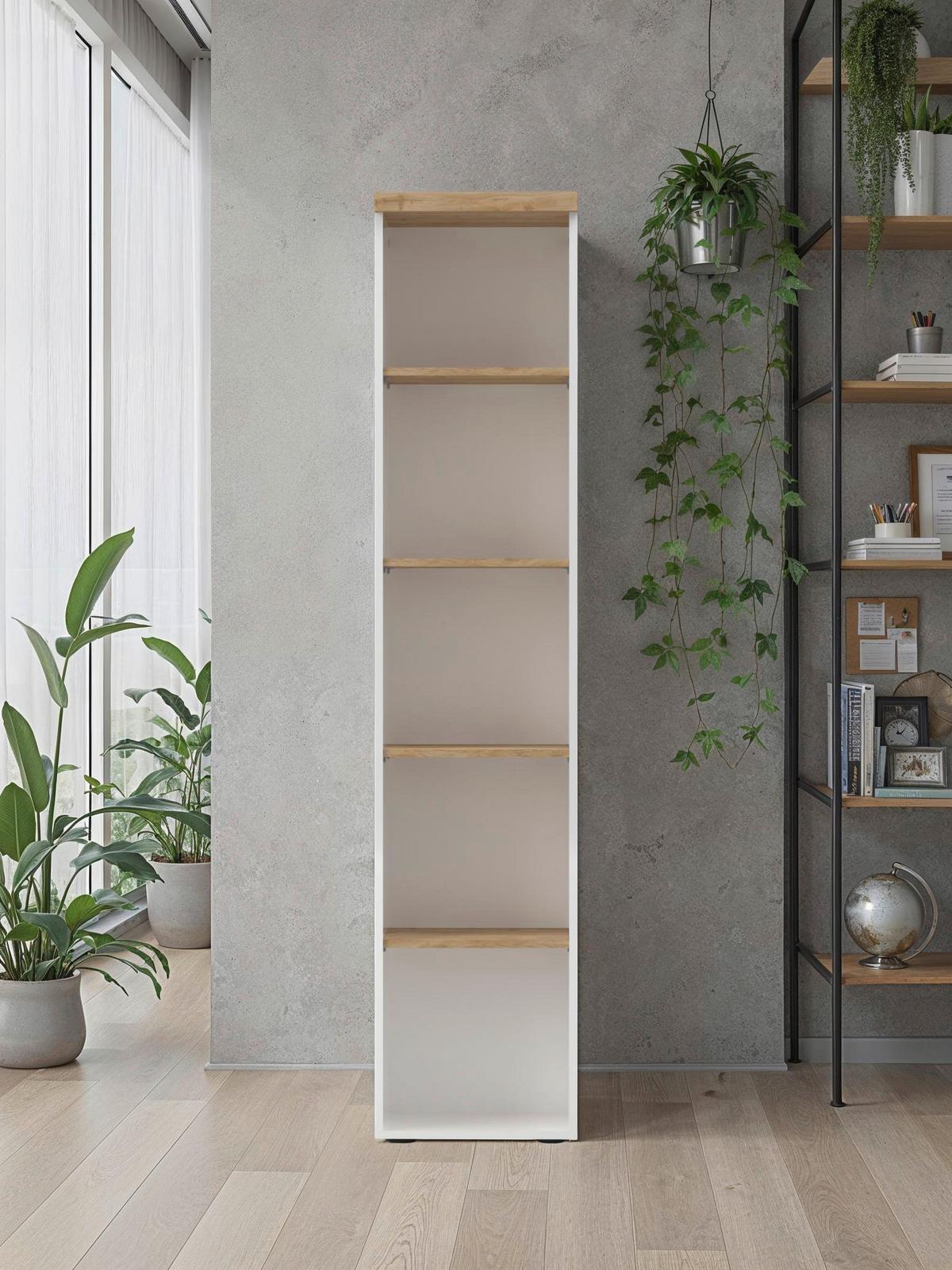 REGÁL EASY OFFICE - čierna/biela s vysokým leskom, Modern, kompozitné drevo/plast (41/193/34cm) - Based