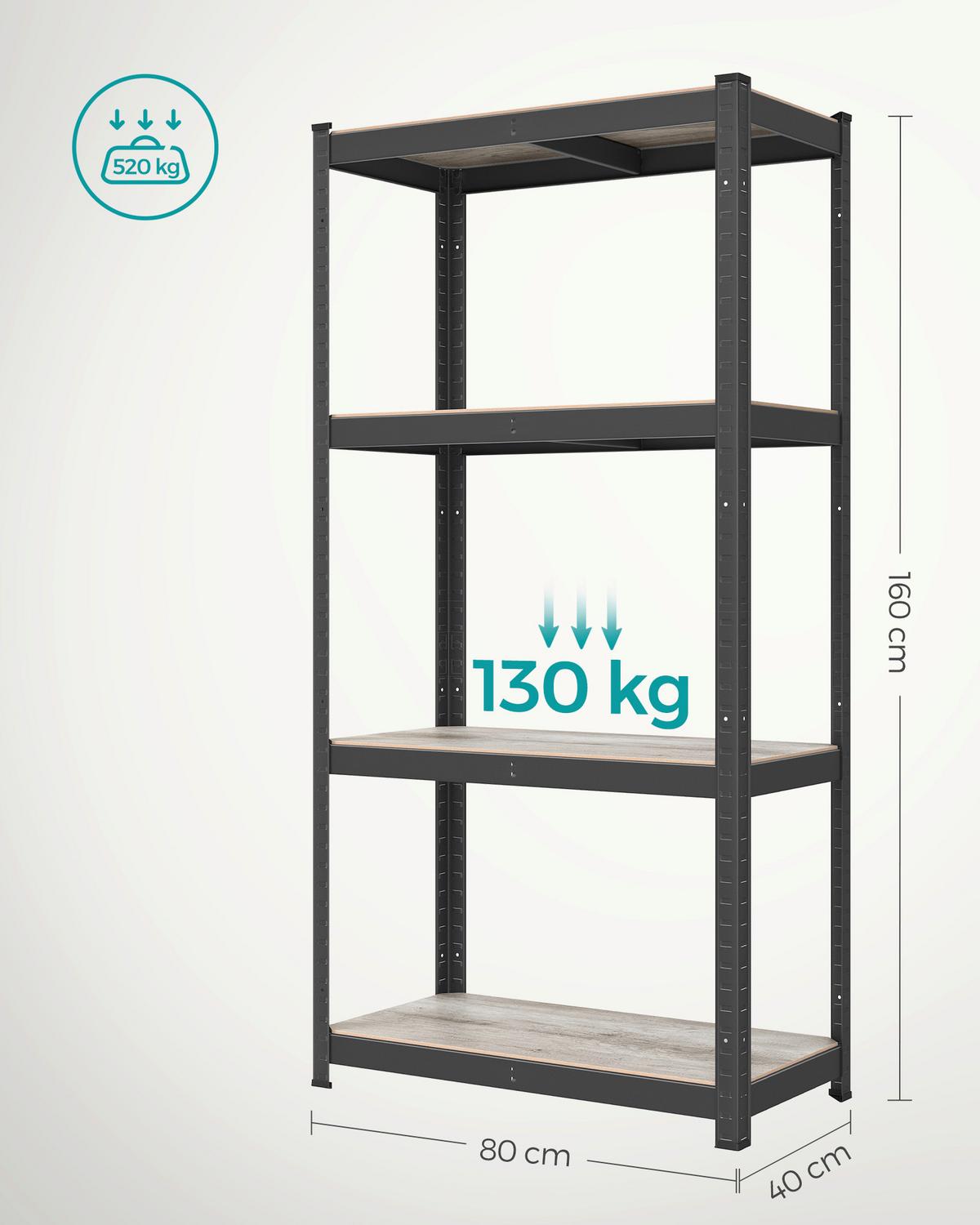 Schwerlastregal Shelving Schwarz/Greige B: 80 cm - Greige/Schwarz, Basics, Holzwerkstoff/Metall (80/160/40cm)