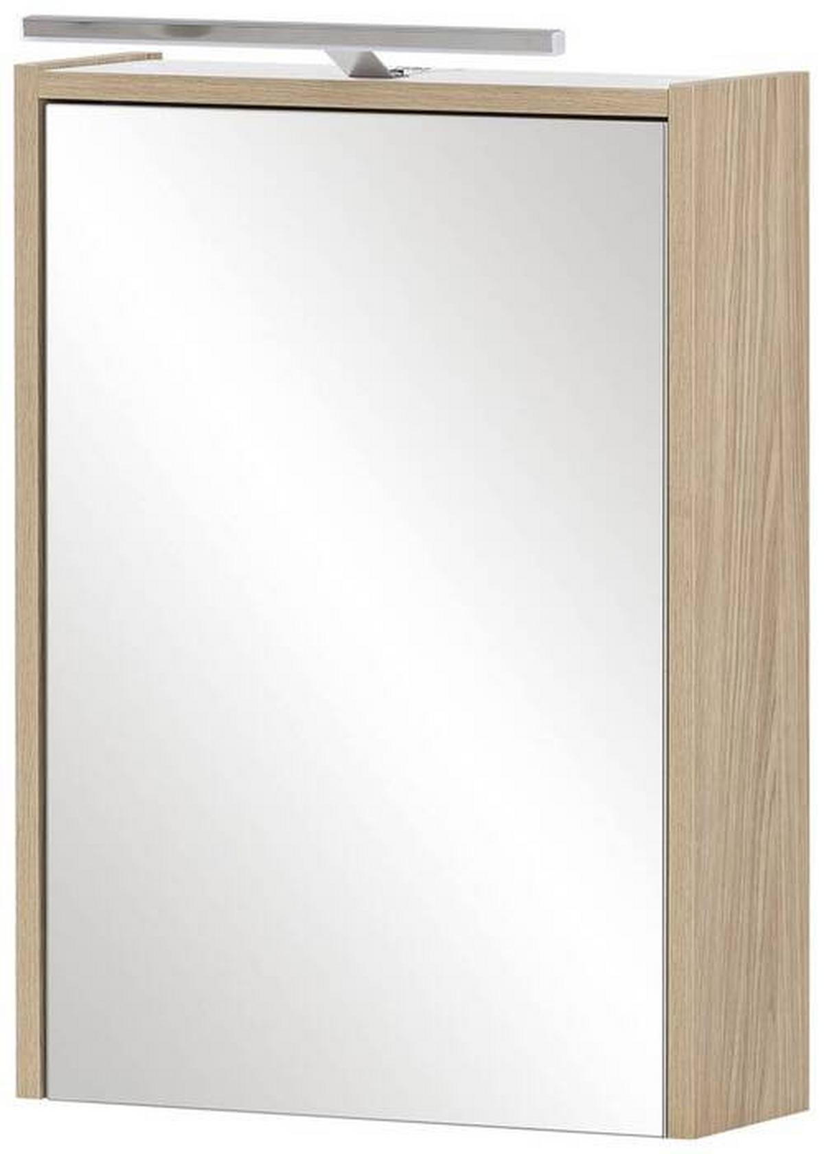 Spiegelschrank Flag Mit Led 1-Türig Bxhxt: 43,5x64x16 Cm - Eichefarben, MODERN, Glas/Holzwerkstoff (43,5/64/16cm) - MID.YOU