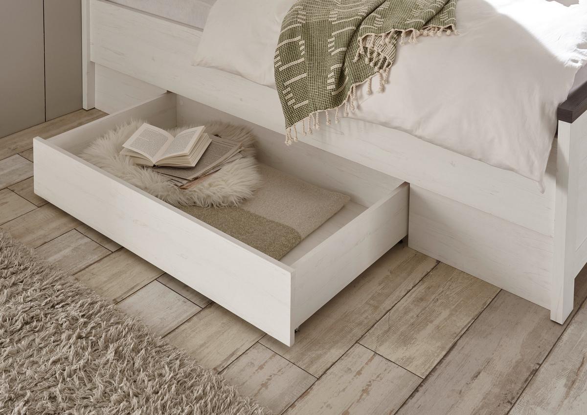 Bettkasten Florenz Pinie Weiß Dekor, B: 108cm - Pinienfarben, Design, Holzwerkstoff (108/16/62cm) - MID.YOU