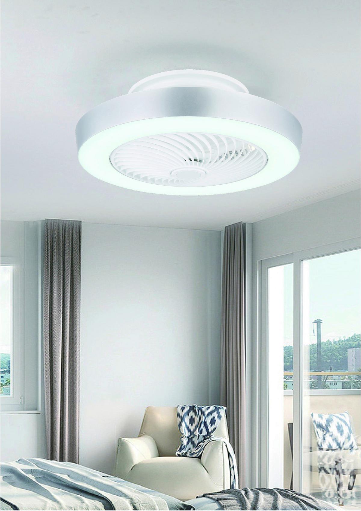 Deckenventilator Vivea - Silberfarben/Opal, Basics, Kunststoff/Metall (132/40,6cm)