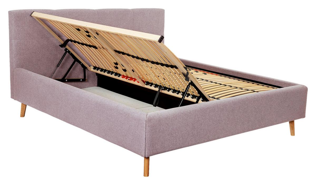 Polsterbett Rossva Lf: 200x200 Rosa - Hellrosa/Eichefarben, MODERN, Holz/Textil (200/200cm) - MID.YOU