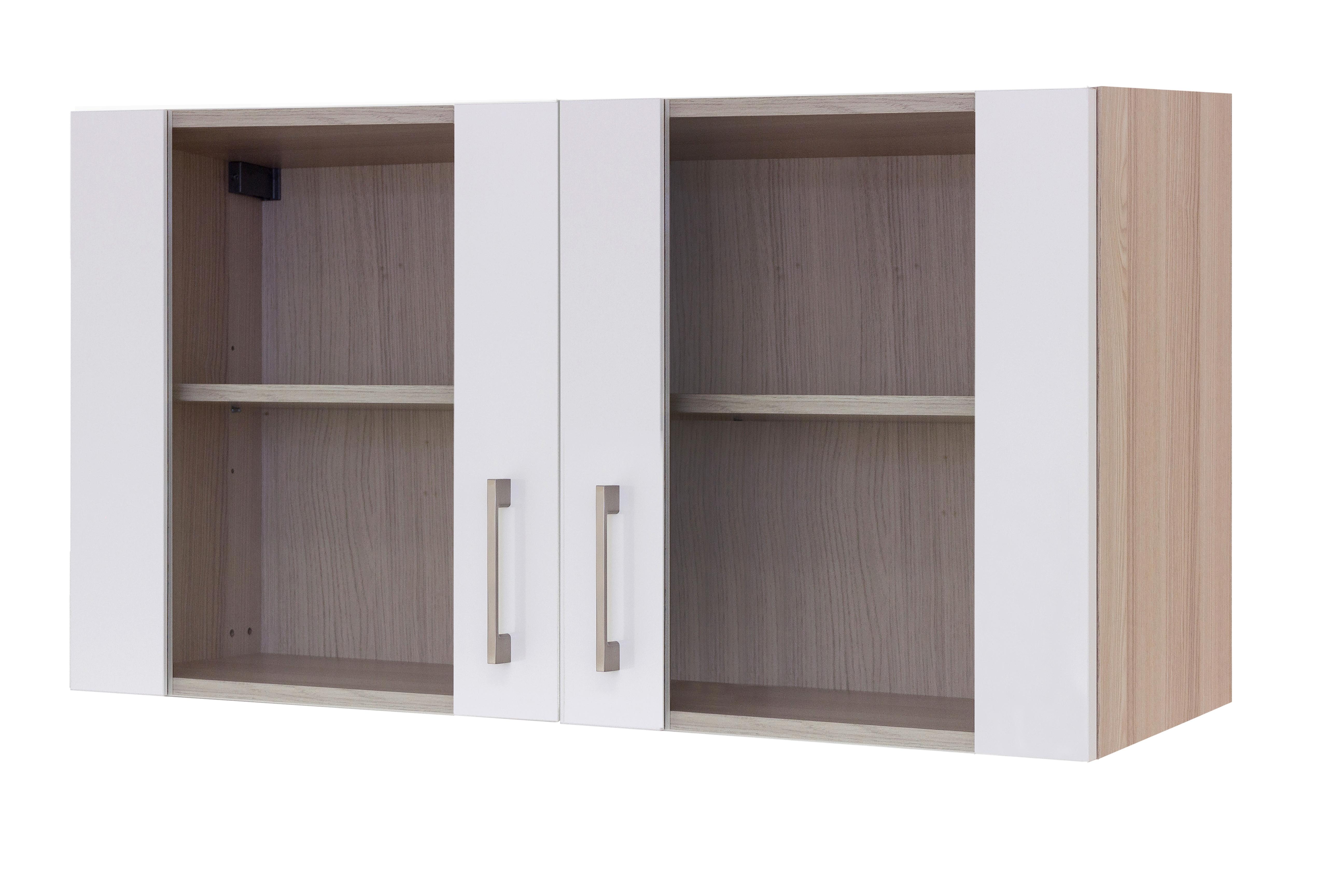 Horná Kuchynská Skrinka Abaco Perleťová - farby akácie/farby ušľachtilej ocele, Moderný, kov/kompozitné drevo (100/54/32cm) - MID.YOU